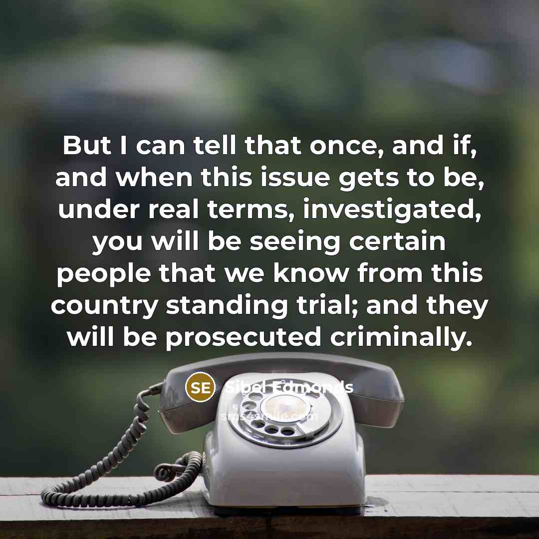 “But I can tell that once, and if, and when…” quote by Sibel Edmonds