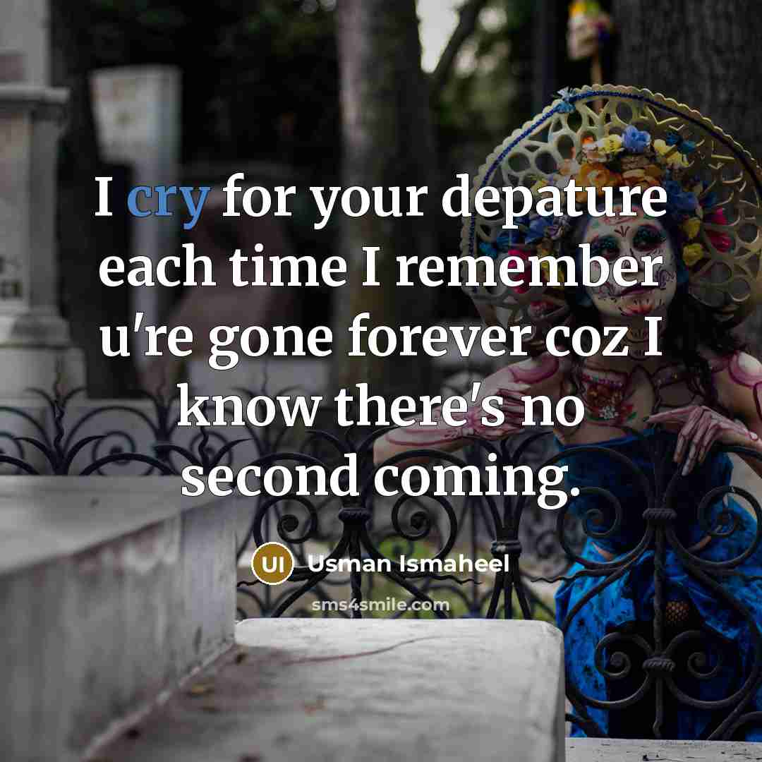 “I cry for your depature each time I remember u're…” quote by Usman Ismaheel