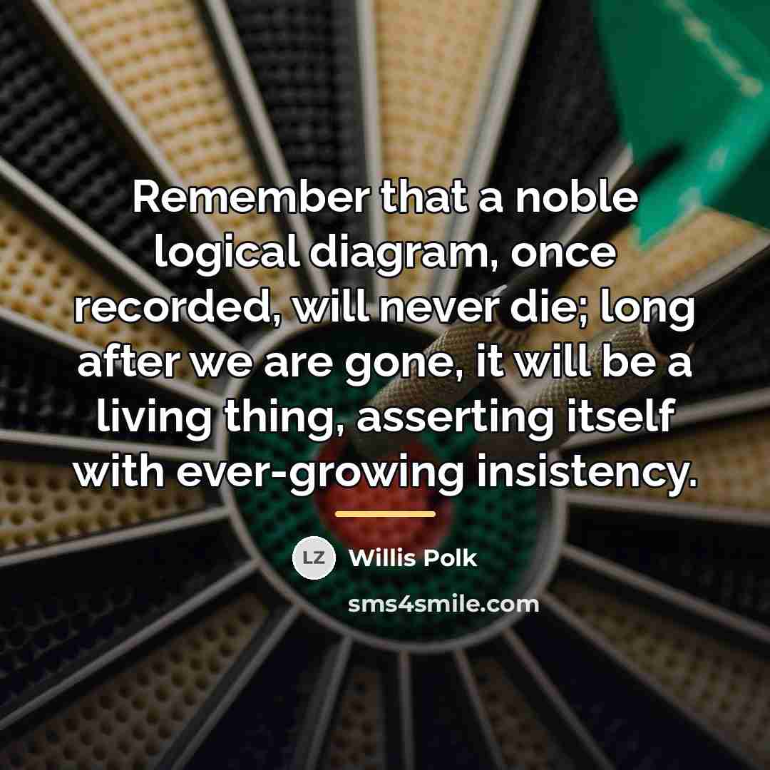 “Remember that a noble logical diagram, once recorded, will never…” quote by Willis Polk