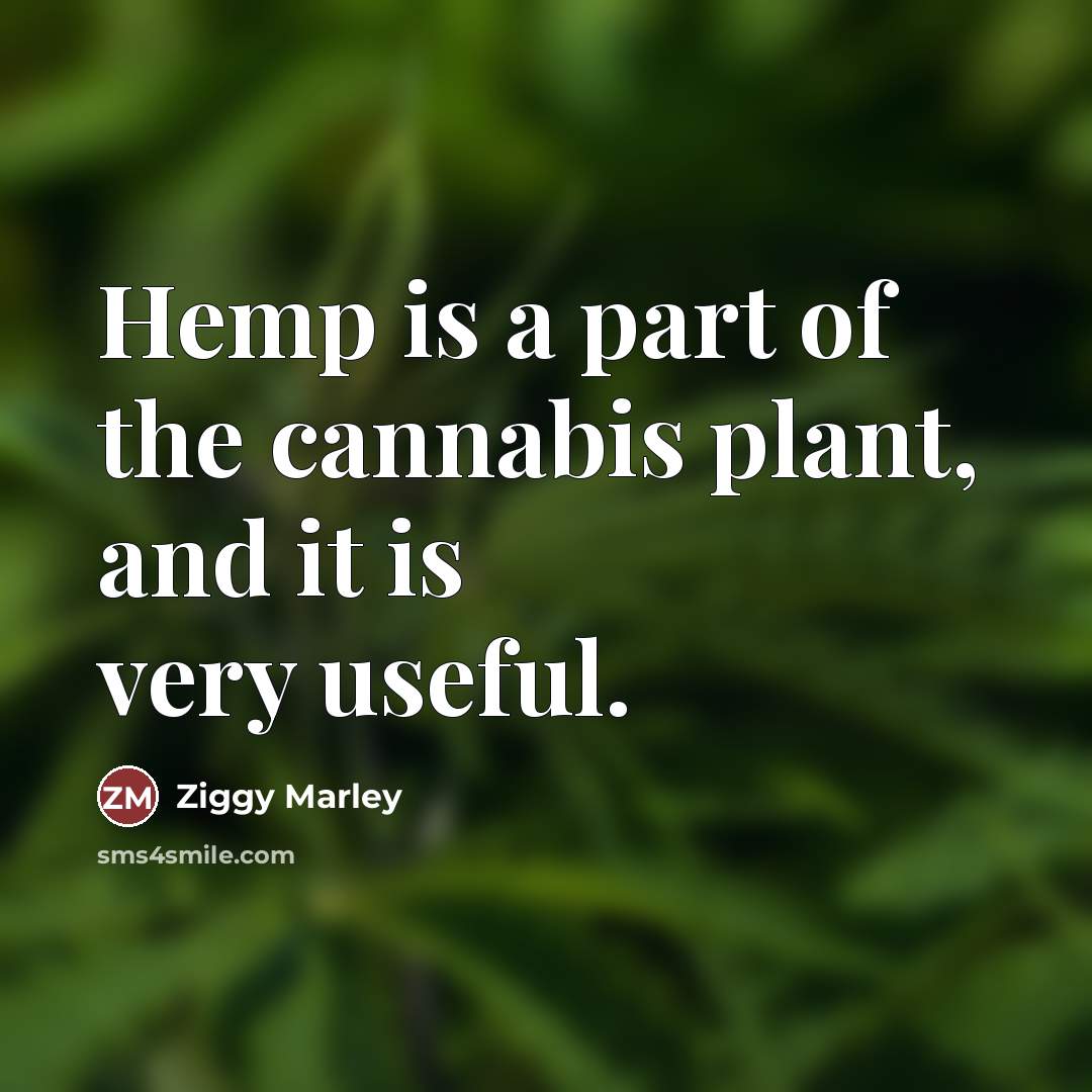 “Hemp is a part of the cannabis plant, and it…” quote by Ziggy Marley
