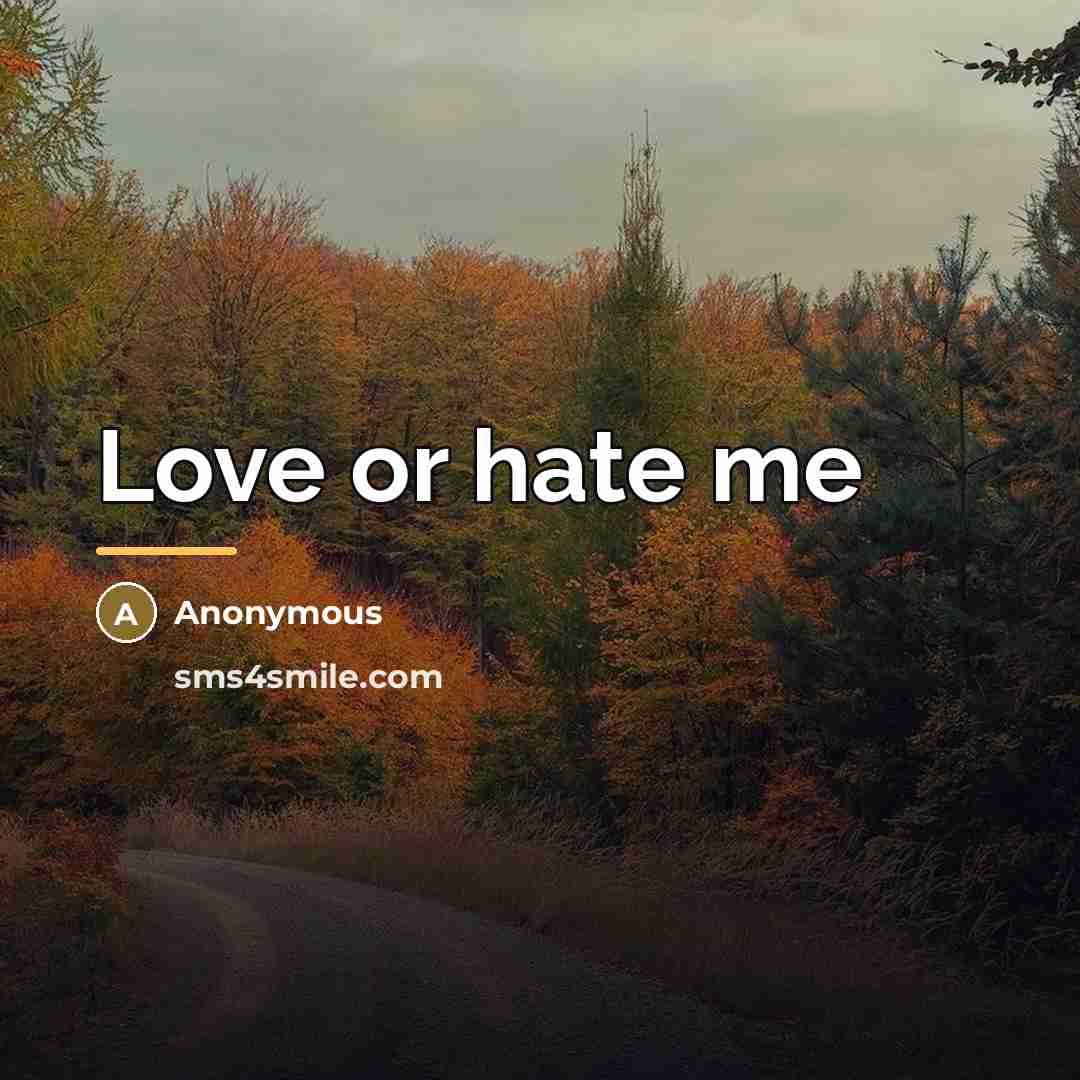 “Love or hate me…” quote by Anonymous