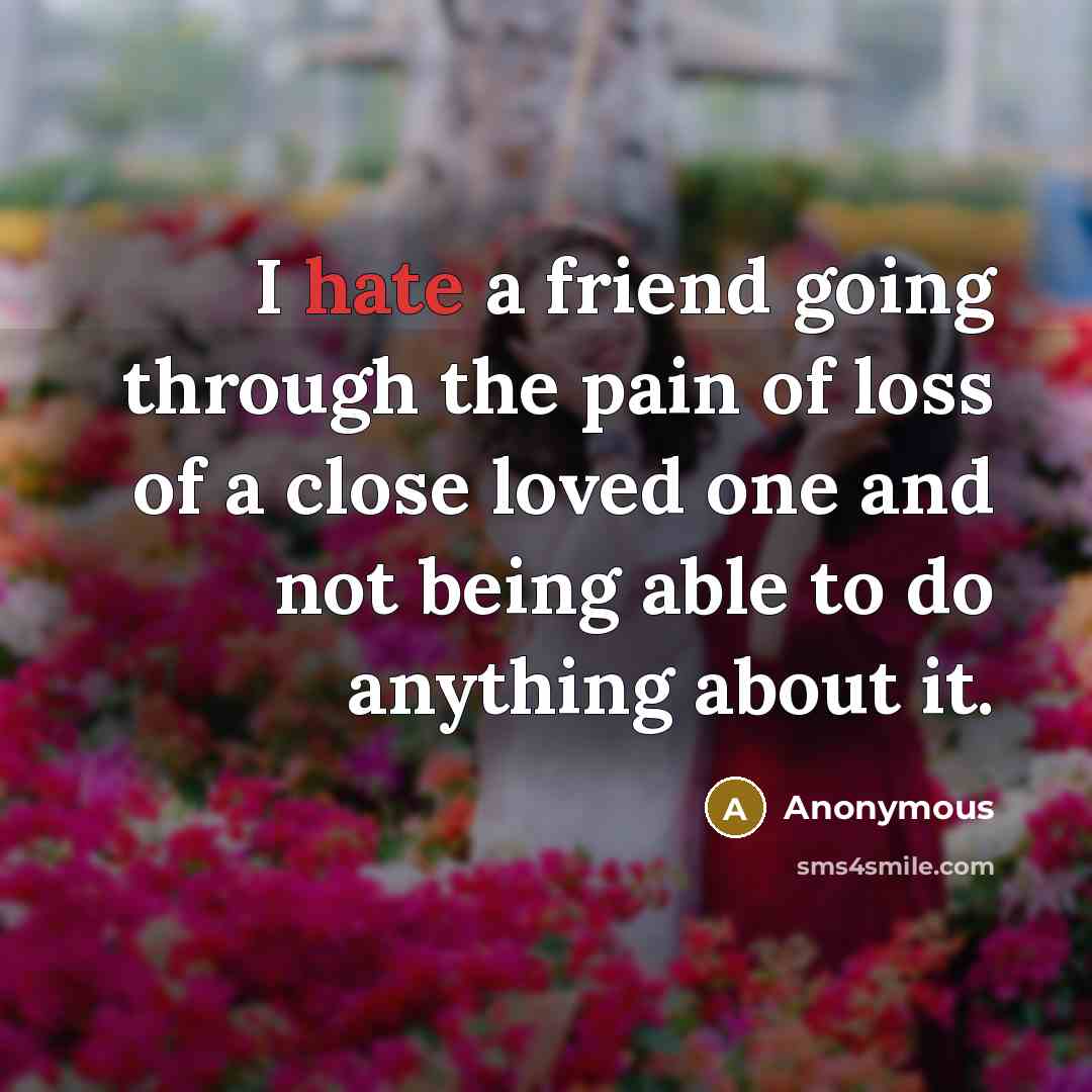 “I hate a friend going through the pain of loss…” quote by Anonymous
