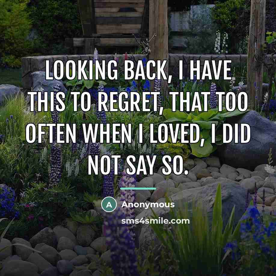 “Looking back, I have this to regret, that too often…” quote by Anonymous