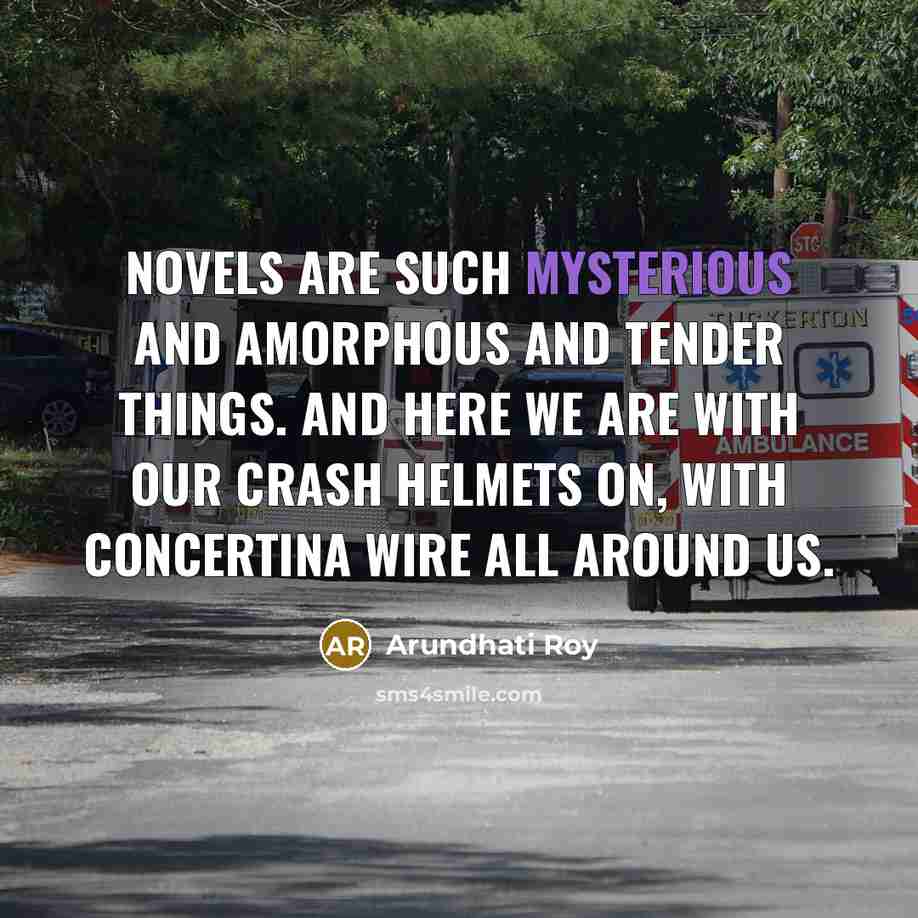 “Novels are such mysterious and amorphous and tender things. And…” quote by Arundhati Roy