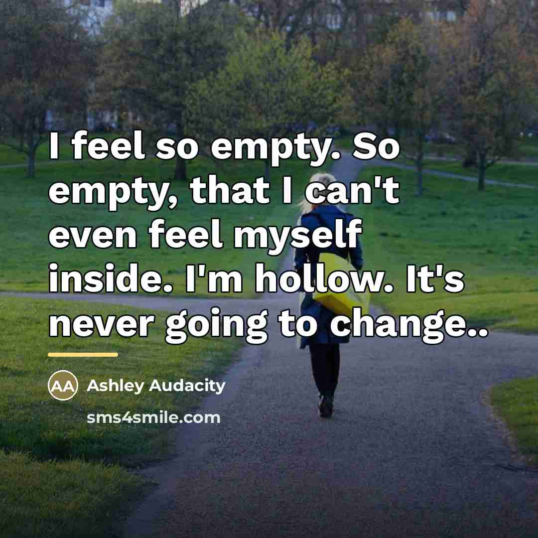 “I feel so empty. So empty, that I can't even…” quote by Ashley Audacity