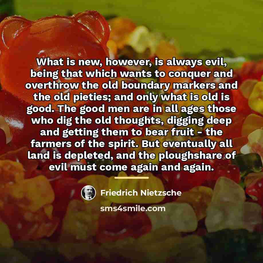 “What is new, however, is always evil, being that which…” quote by Friedrich Nietzsche