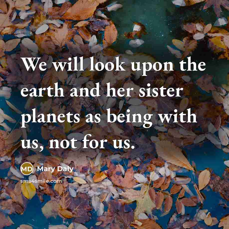 “We will look upon the earth and her sister planets…” quote by Mary Daly