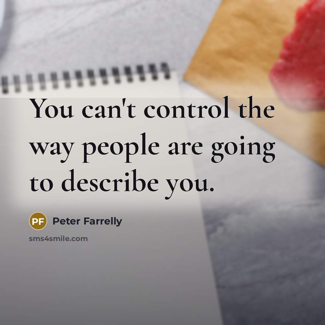 “You can't control the way people are going to describe you.” quote by Peter Farrelly
