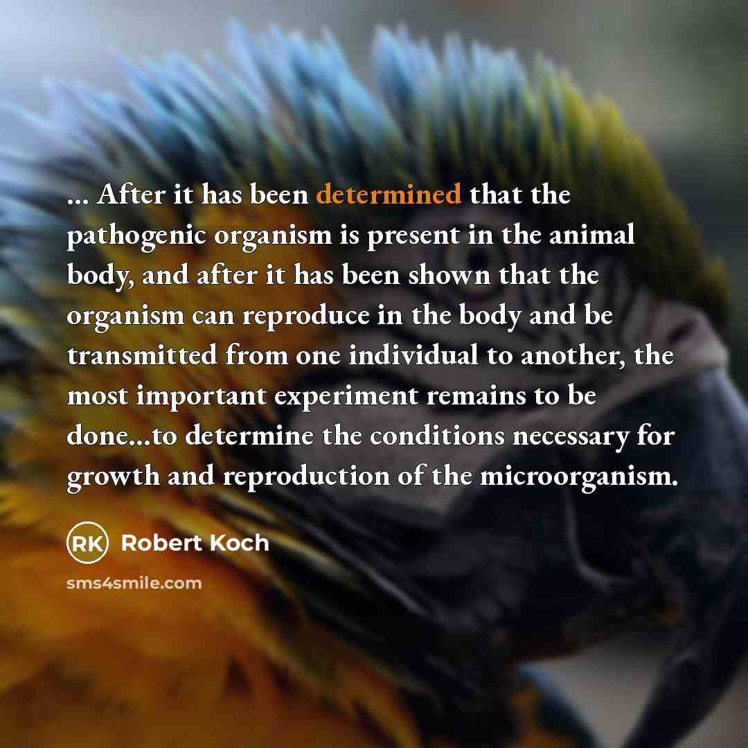 “... After it has been determined that the pathogenic organism…” quote by Robert Koch