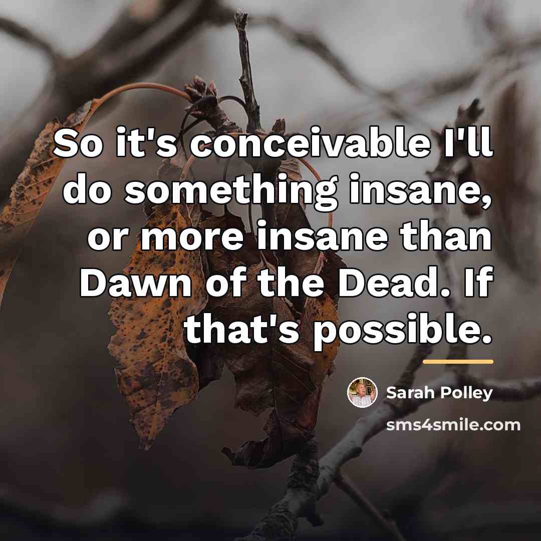 “So it's conceivable I'll do something insane, or more insane…” quote by Sarah Polley