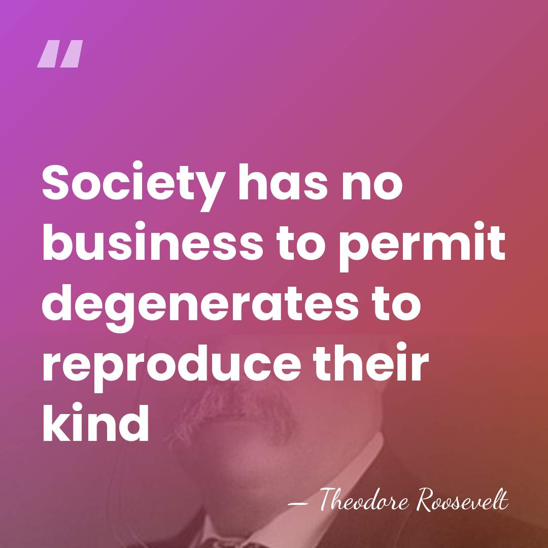 Society has no business to permit degenerates to reproduce their kind - Theodore Roosevelt