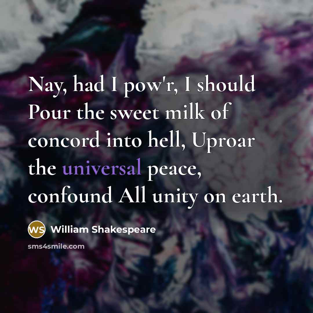 “Nay, had I pow'r, I should Pour the sweet milk…” quote by William Shakespeare