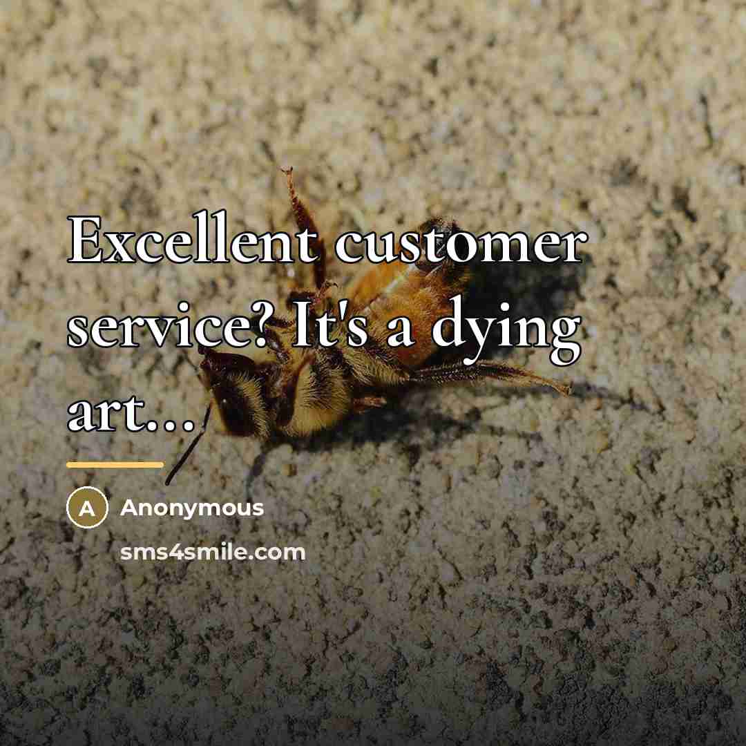 “Excellent customer service? It's a dying art...…” quote by Anonymous