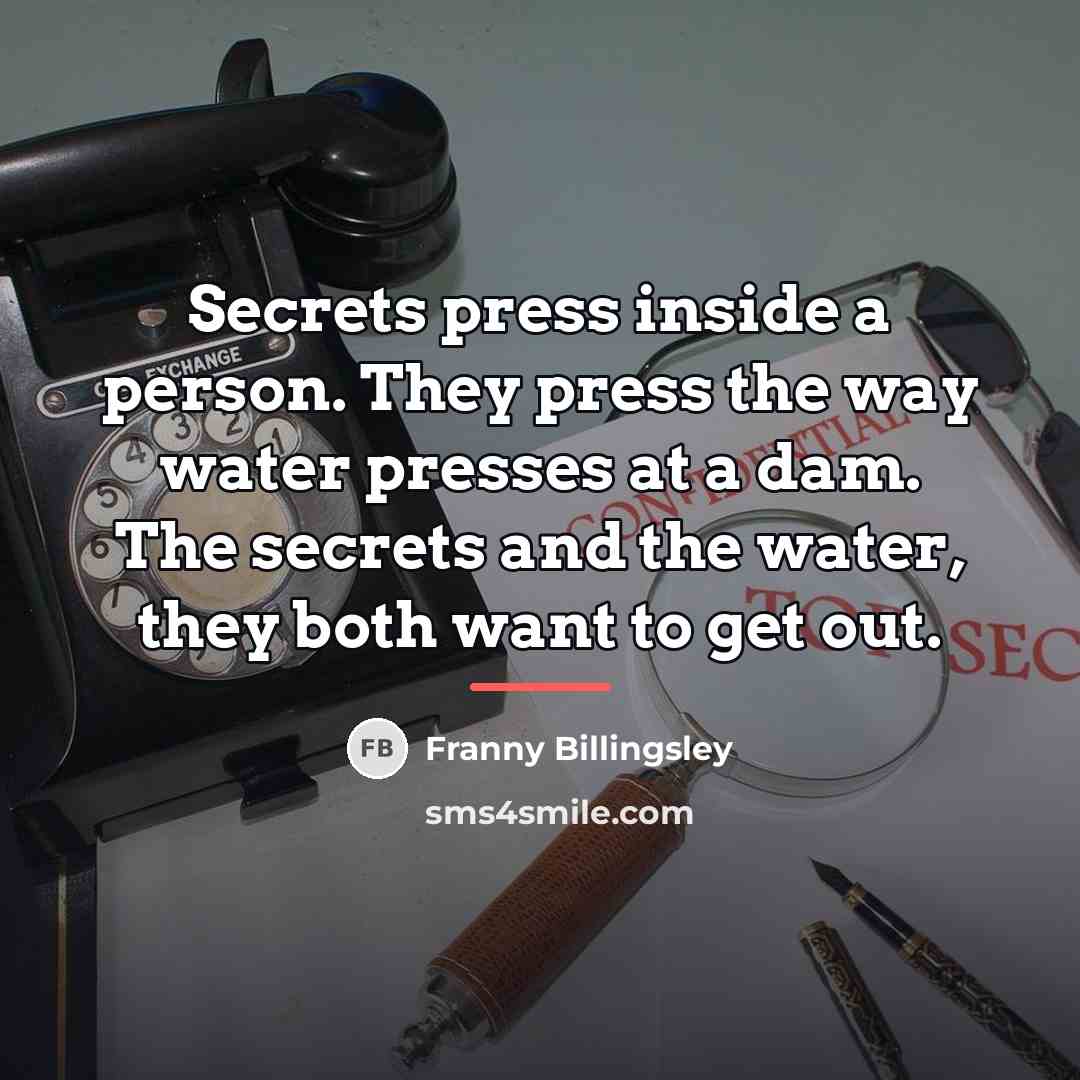 “Secrets press inside a person. They press the way water…” quote by Franny Billingsley