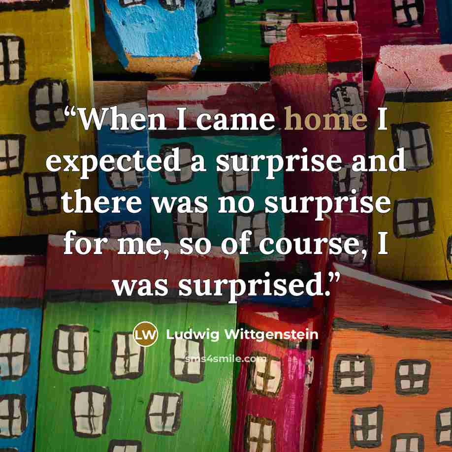 “When I came home I expected a surprise and there was no surprise for me, so of course, I was surprised.” quote by Ludwig Wittgenstein