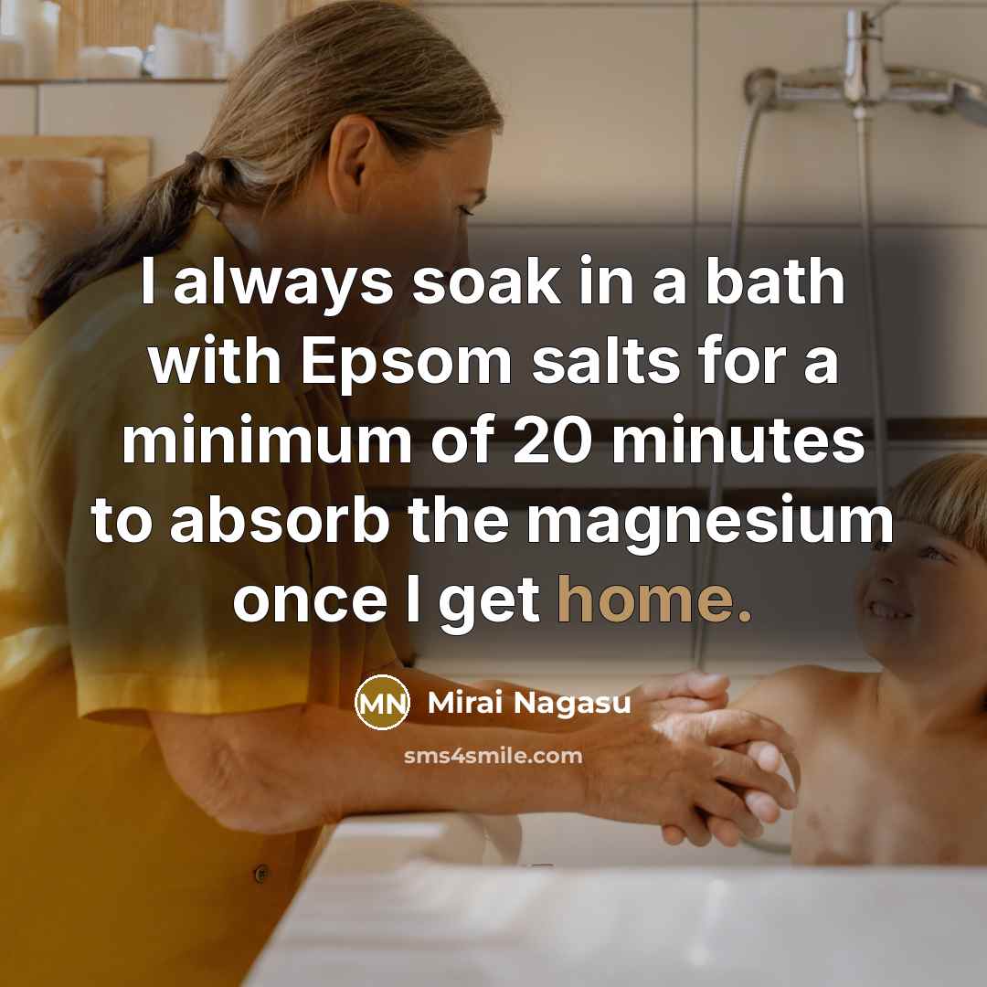 “I always soak in a bath with Epsom salts for…” quote by Mirai Nagasu