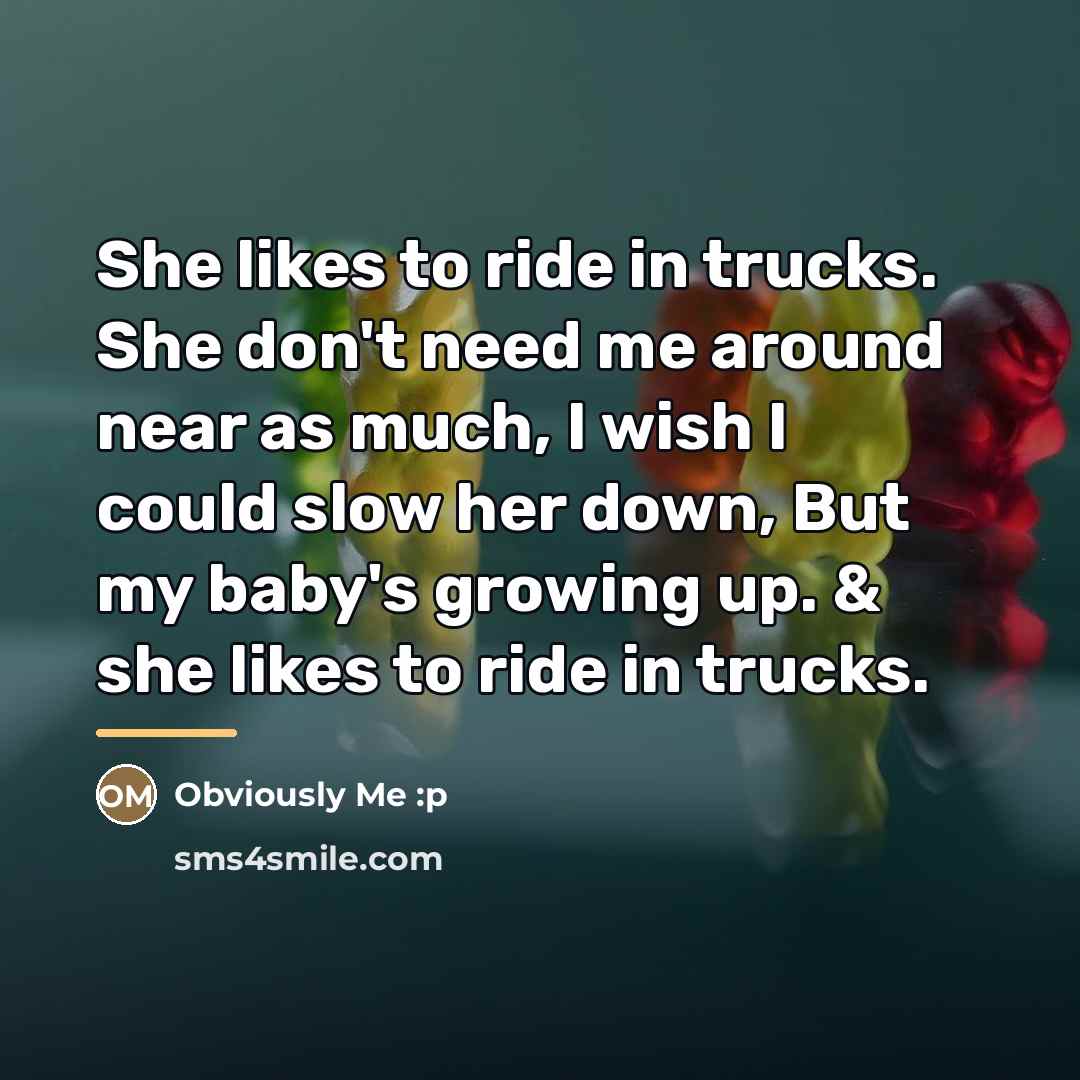 “She likes to ride in trucks. She don't need me…” quote by Obviously Me :p