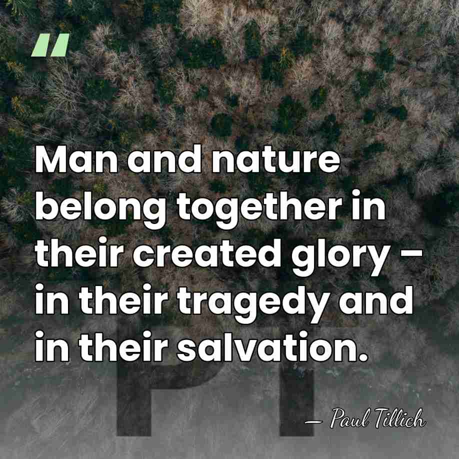 Man and nature belong together in their created glory – in their&hellip; - Paul Tillich