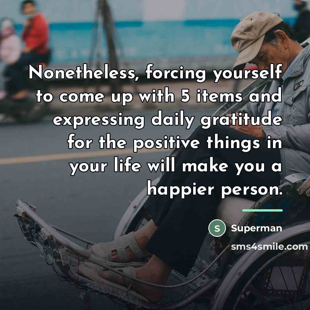 “Nonetheless, forcing yourself to come up with 5 items and…” quote by Superman