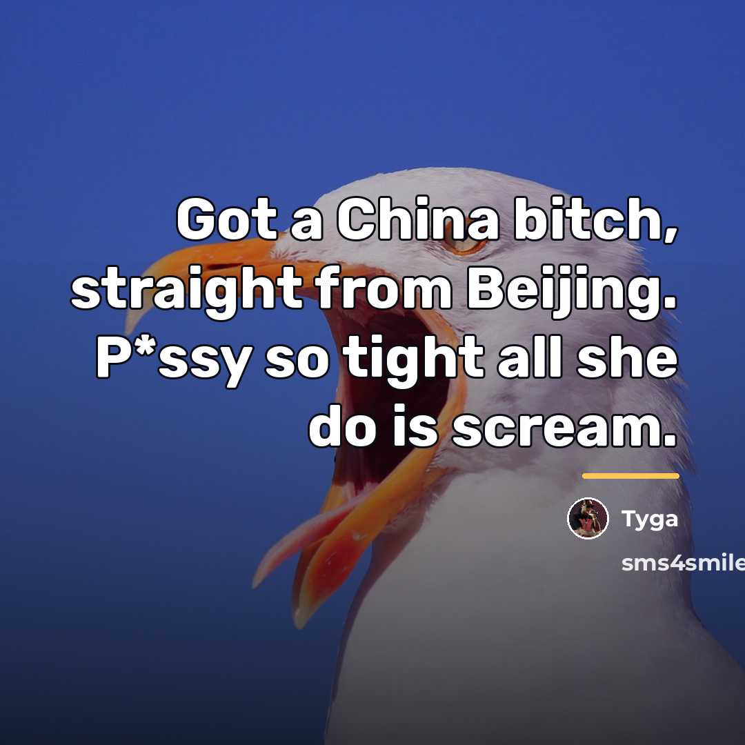 “Got a China bitch, straight from Beijing. P*ssy so tight…” quote by Tyga