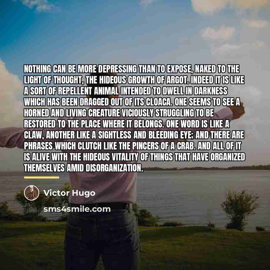 “Nothing can be more depressing than to expose, naked to…” quote by Victor Hugo