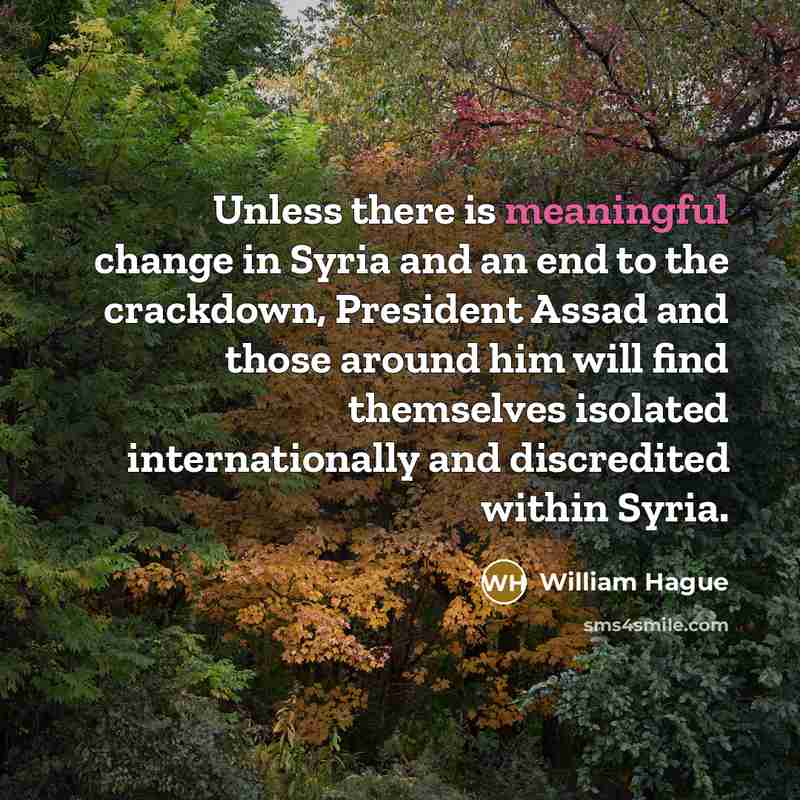“Unless there is meaningful change in Syria and an end…” quote by William Hague
