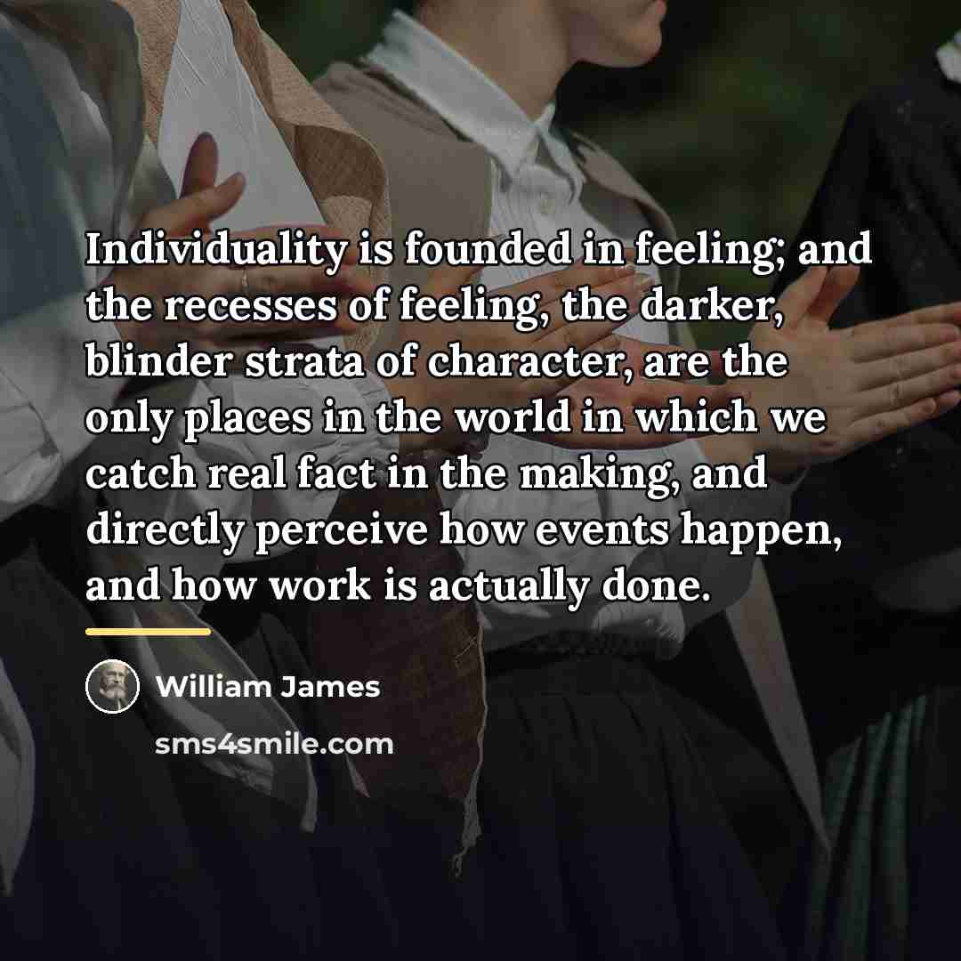 “Individuality is founded in feeling; and the recesses of feeling,…” quote by William James