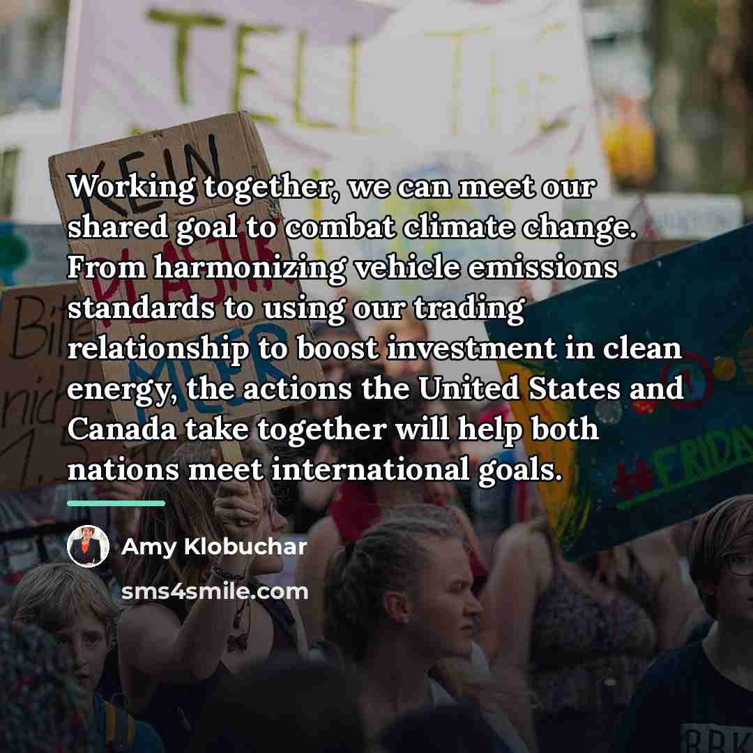 “Working together, we can meet our shared goal to combat…” quote by Amy Klobuchar