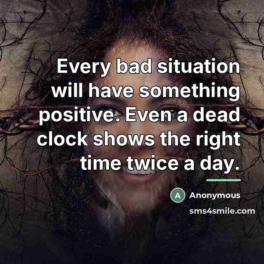 “Every bad situation will have something positive. Even a dead…” quote by Anonymous