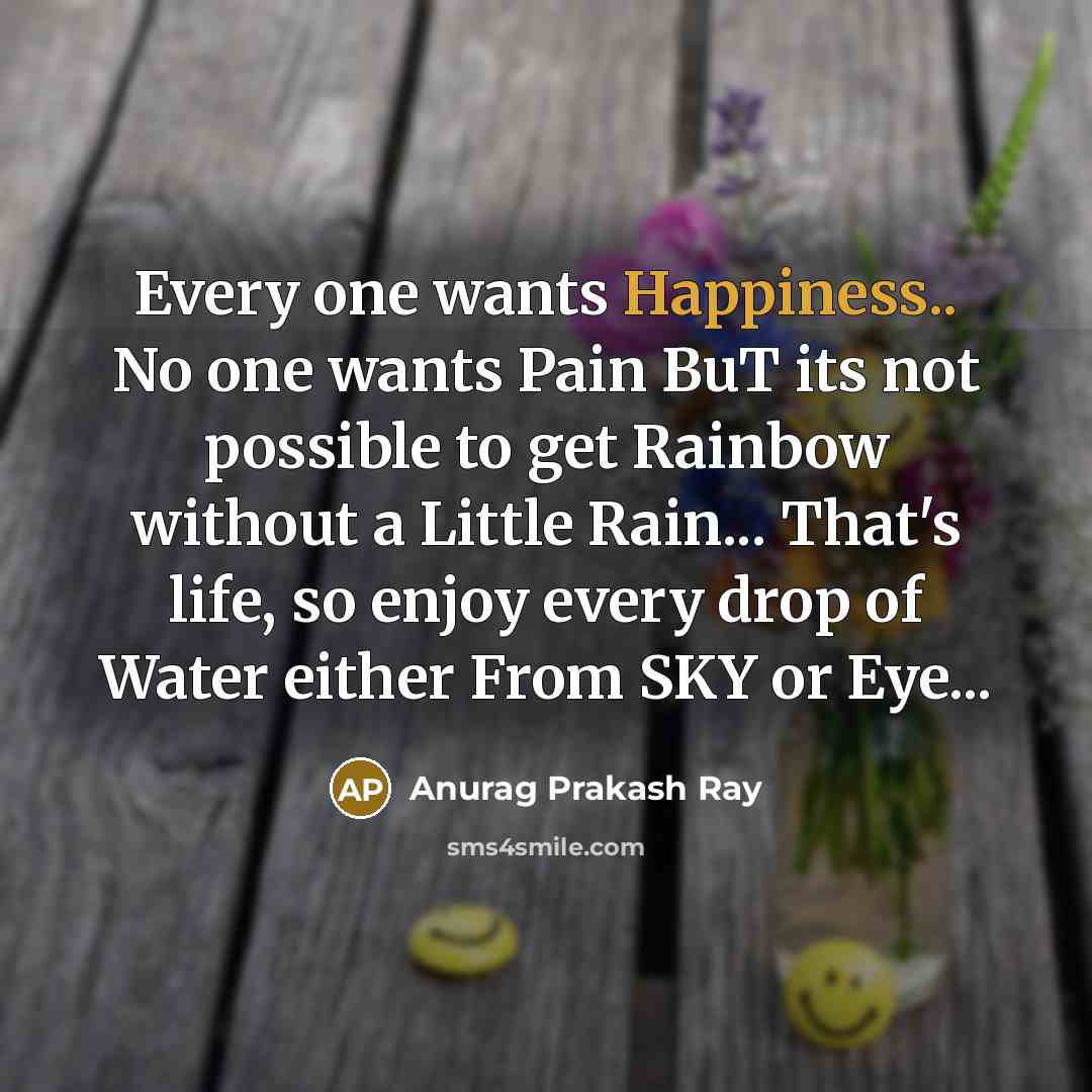 “Every one wants Happiness.. No one wants Pain BuT its…” quote by Anurag Prakash Ray