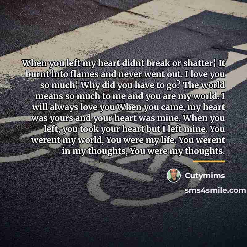 “When you left my heart didnt break or shatter¦ It…” quote by Cutymims