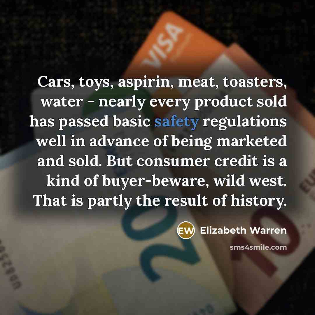 “Cars, toys, aspirin, meat, toasters, water - nearly every product…” quote by Elizabeth Warren