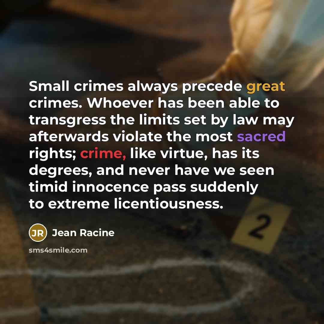 “Small crimes always precede great crimes. Whoever has been able…” quote by Jean Racine