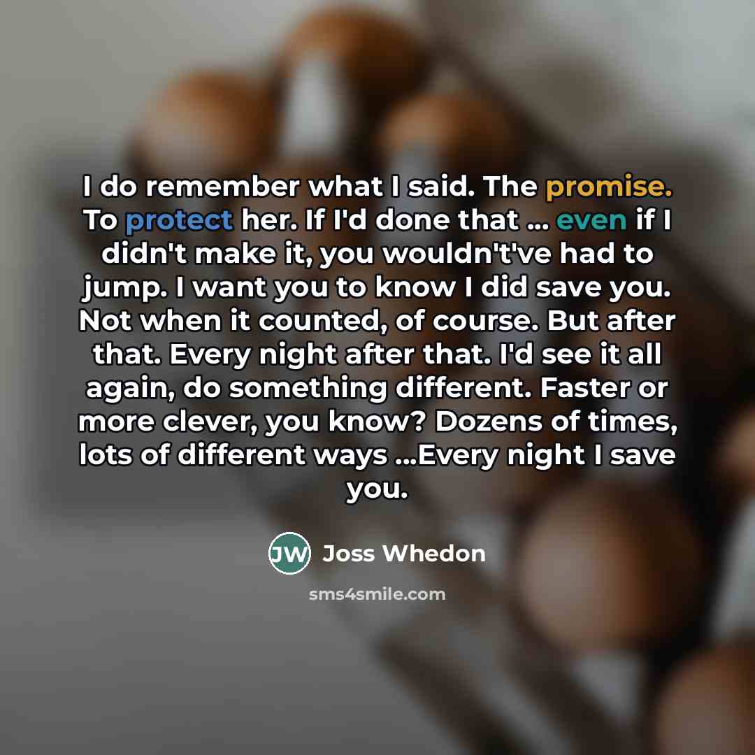 “I do remember what I said. The promise. To protect…” quote by Joss Whedon