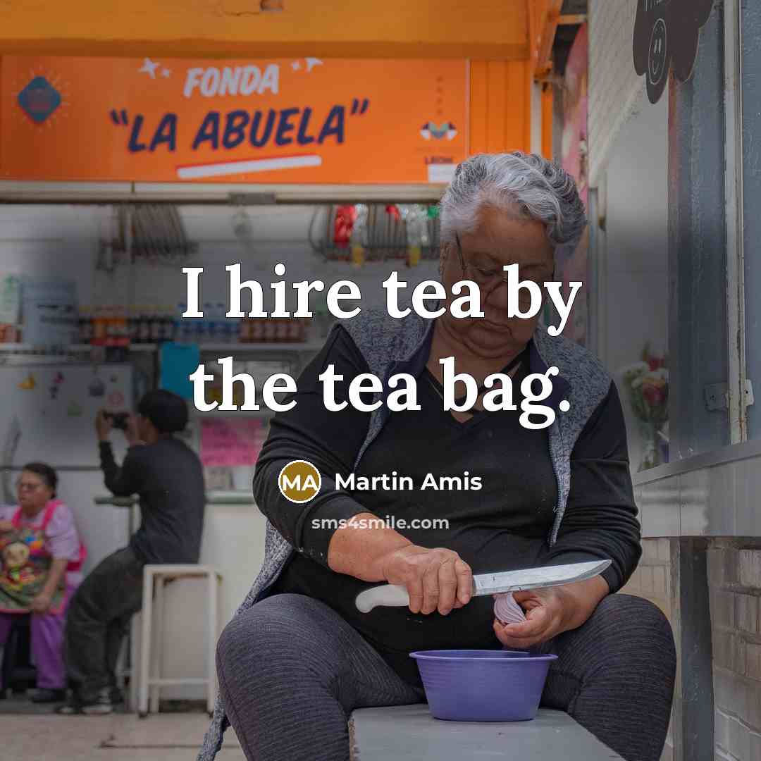 “I hire tea by the tea bag.…” quote by Martin Amis