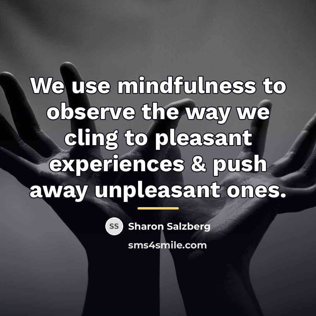 “We use mindfulness to observe the way we cling to…” quote by Sharon Salzberg