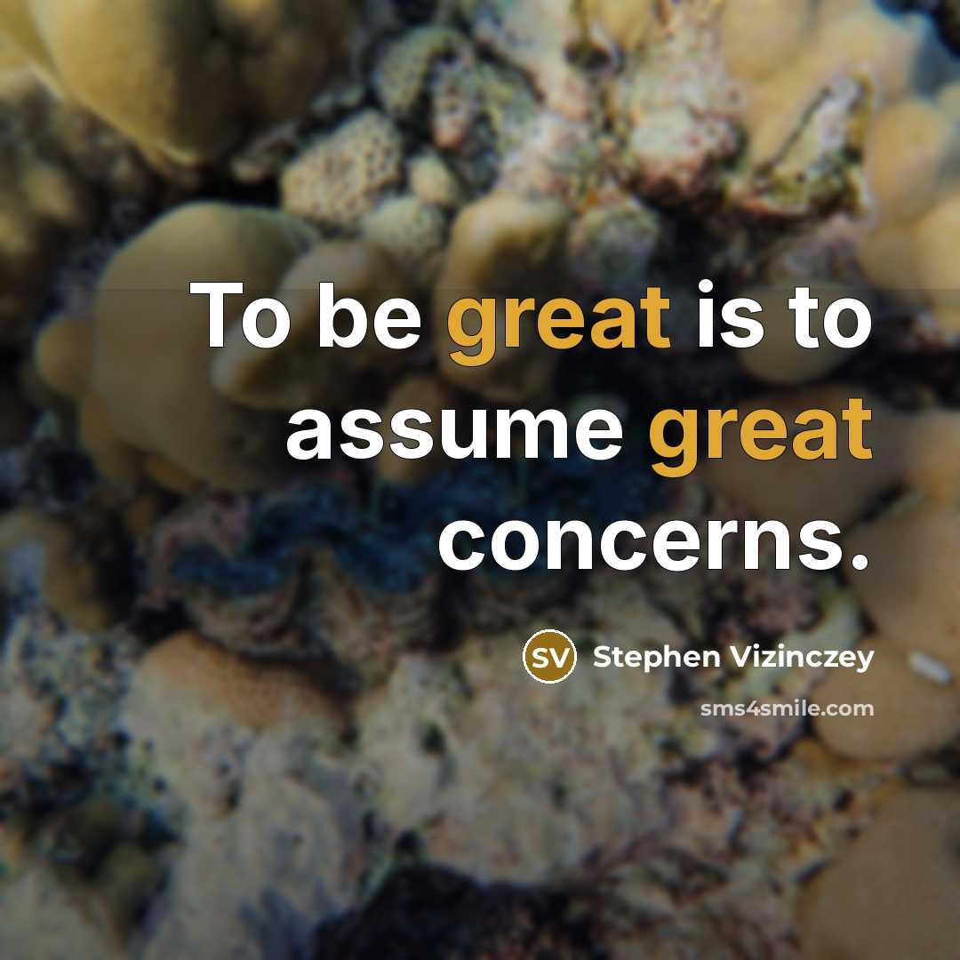“To be great is to assume great concerns.…” quote by Stephen Vizinczey