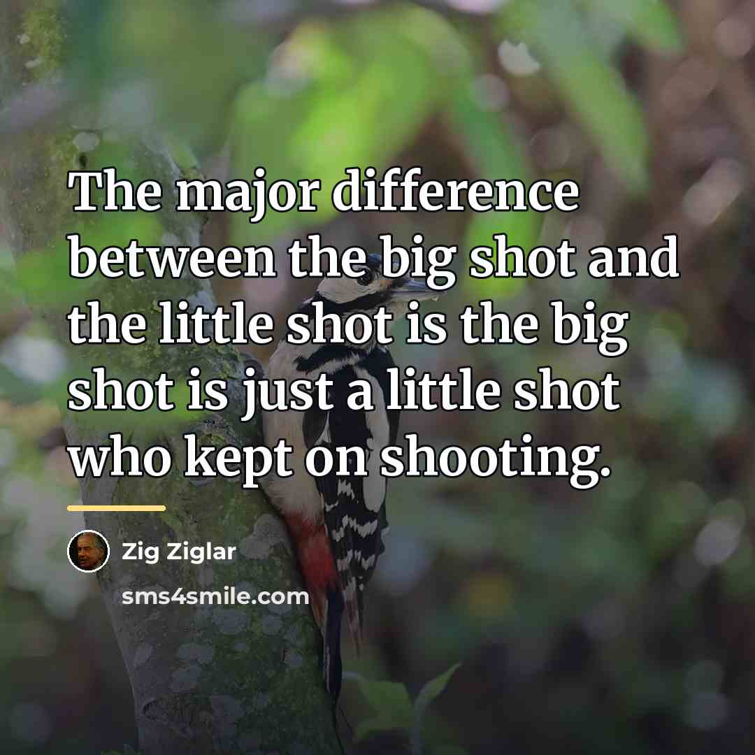 “The major difference between the big shot and the little…” quote by Zig Ziglar
