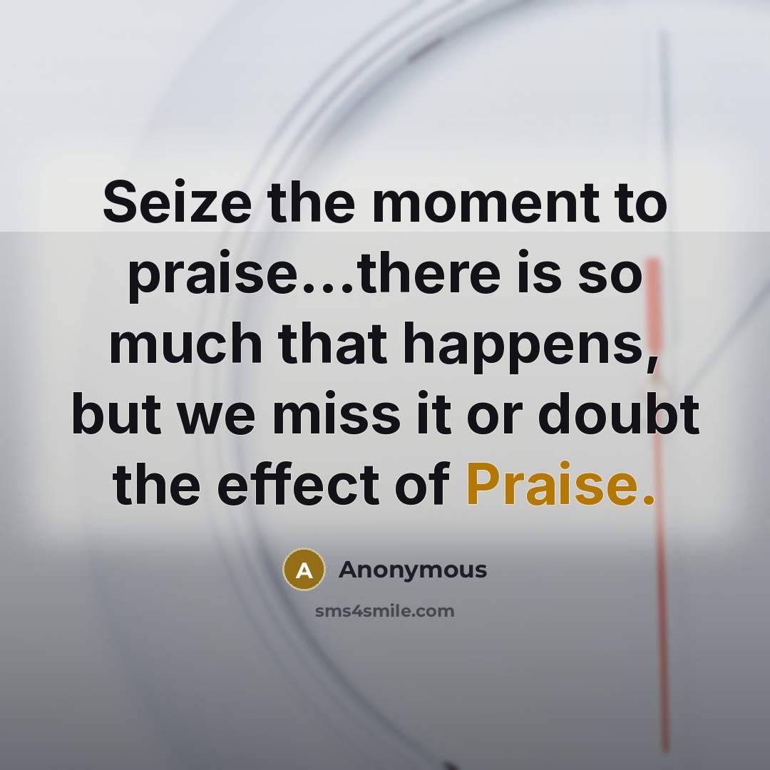 “Seize the moment to praise...there is so much that happens,…” quote by Anonymous