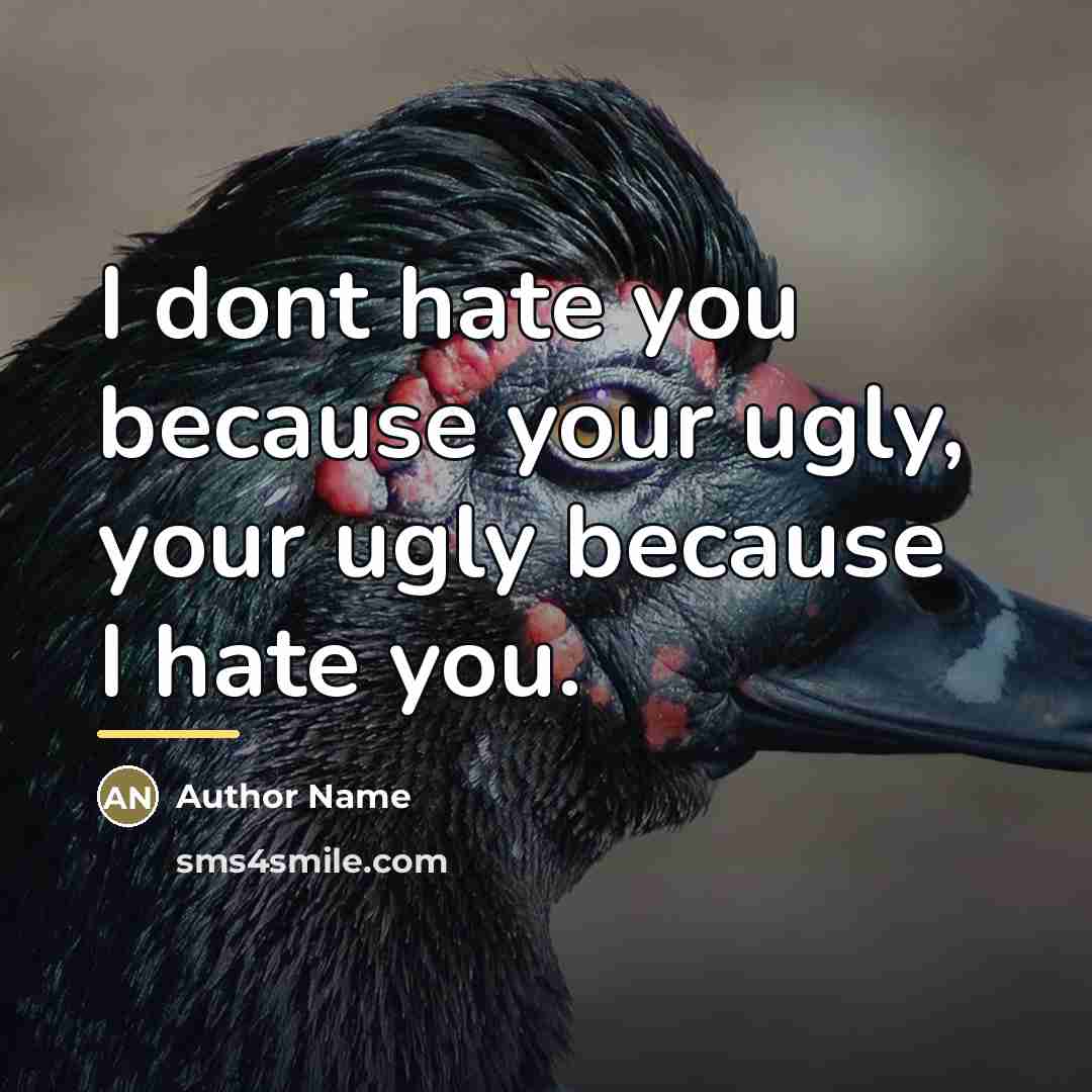 “I dont hate you because your ugly, your ugly because…” quote by Author Name