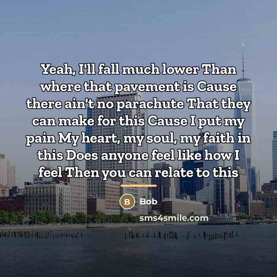“Yeah, I'll fall much lower Than where that pavement is…” quote by BOB