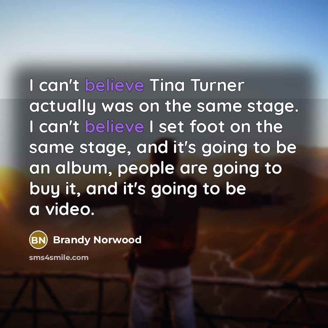 “I can't believe Tina Turner actually was on the same…” quote by Brandy Norwood