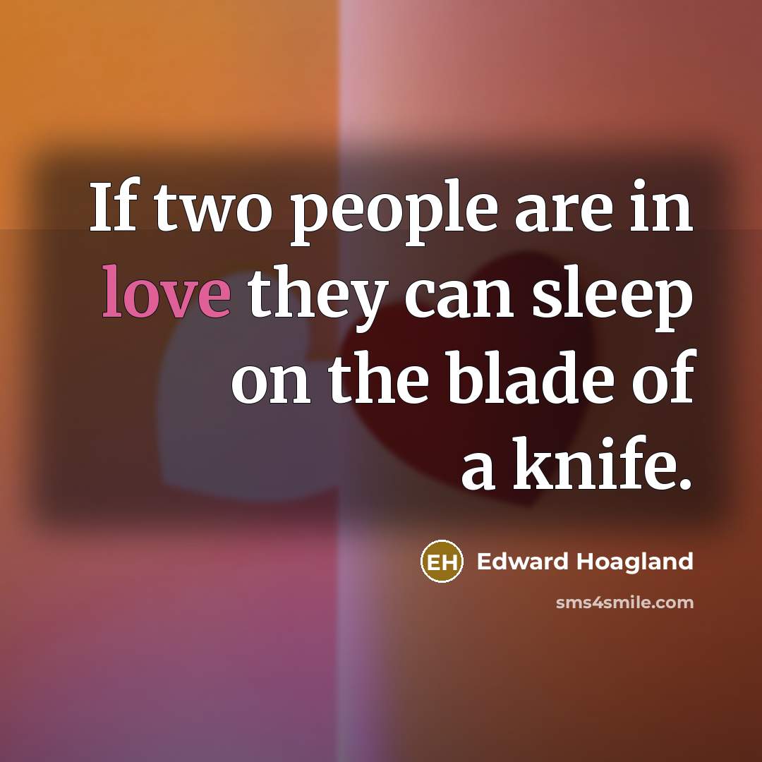 “If two people are in love they can sleep on…” quote by Edward Hoagland