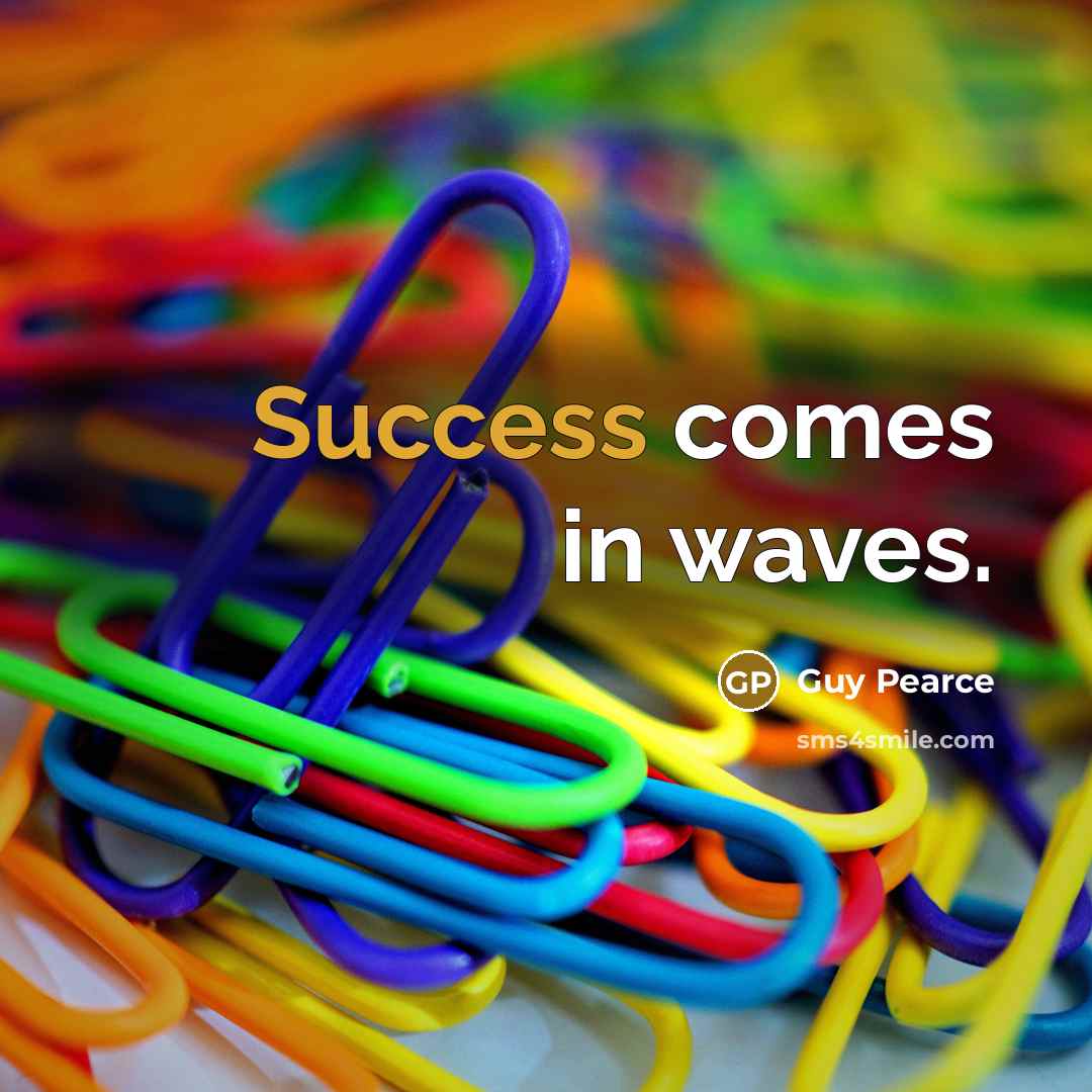 “Success comes in waves.” quote by Guy Pearce