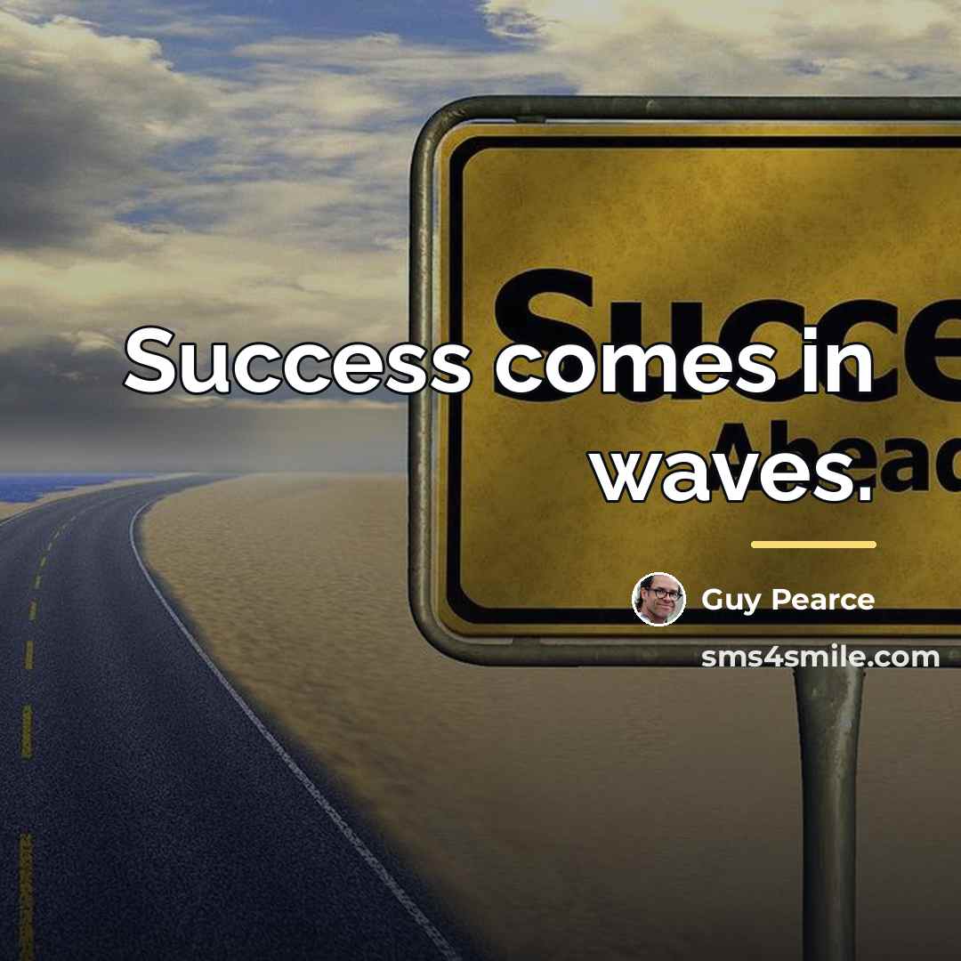 “Success comes in waves.…” quote by Guy Pearce