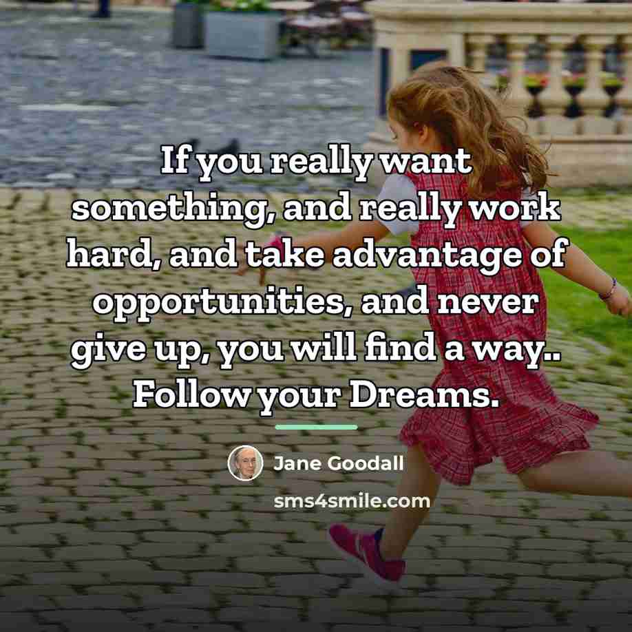 “If you really want something, and really work hard, and…” quote by Jane Goodall