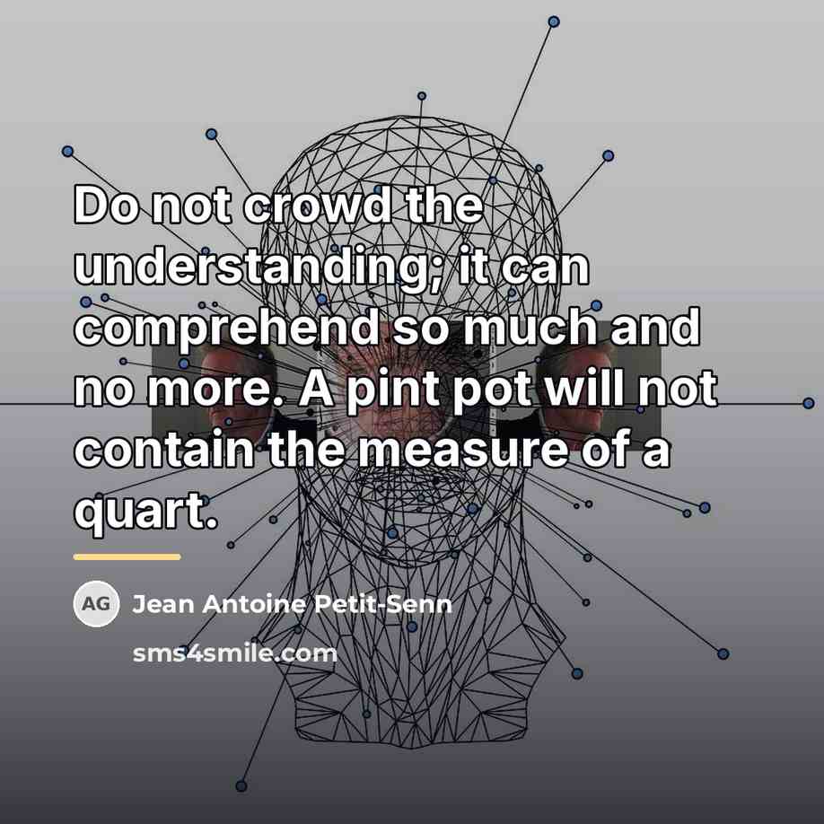 “Do not crowd the understanding; it can comprehend so much…” quote by Jean Antoine Petit-Senn