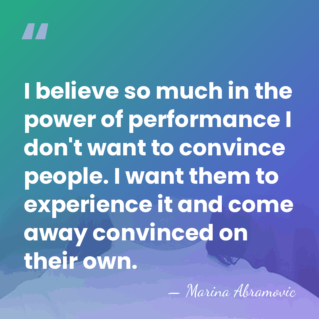 I believe so much in the power of performance I don't want&hellip; - Marina Abramovic