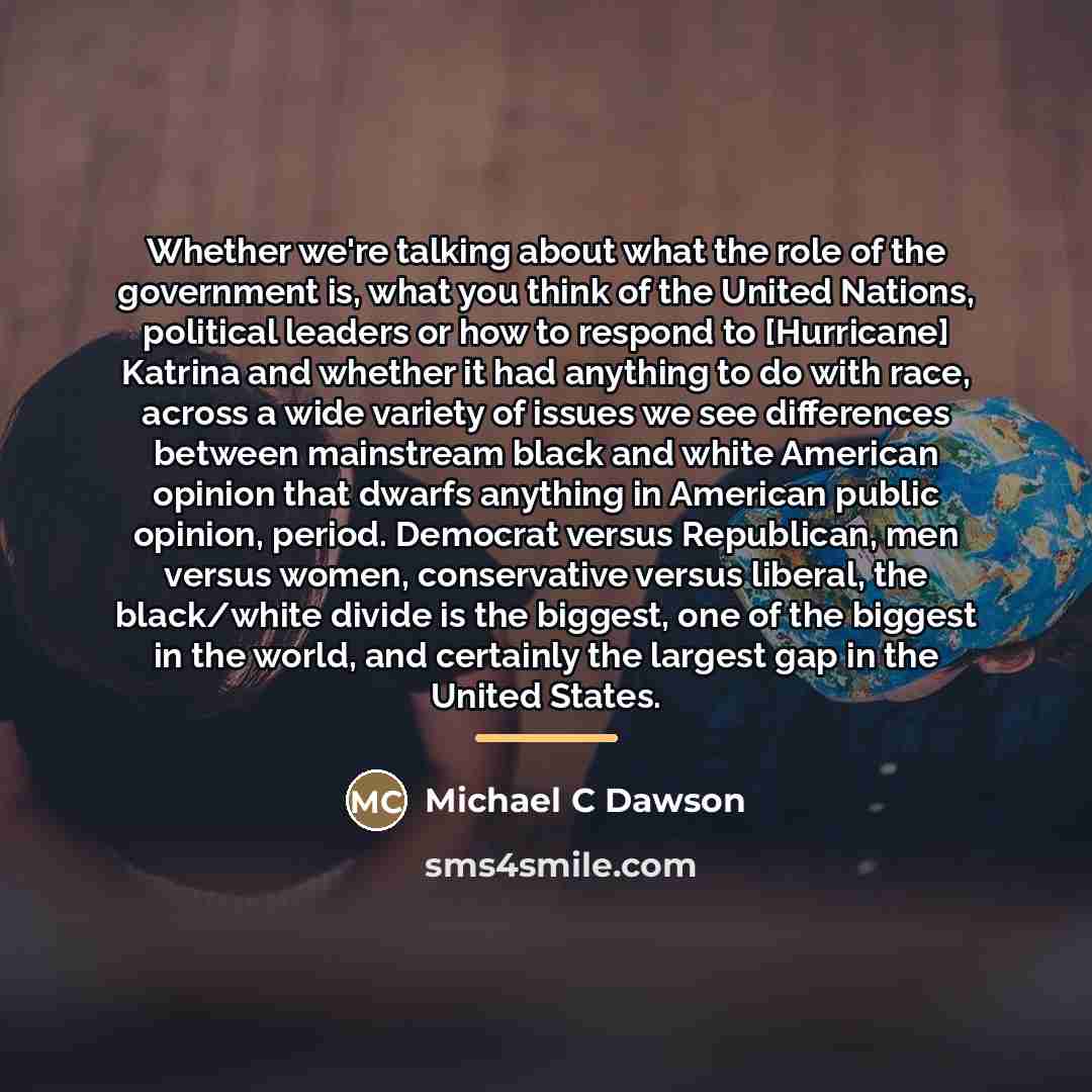 “Whether we're talking about what the role of the government…” quote by Michael C Dawson