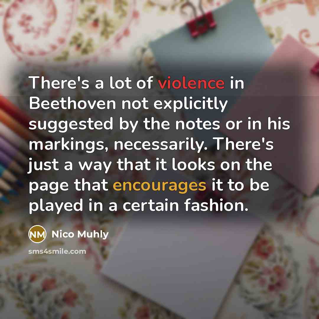 “There's a lot of violence in Beethoven not explicitly suggested by the notes or in his markings, necessarily. There's just a way that it looks on the page that encourages it to be played in a certain fashion.” quote by Nico Muhly